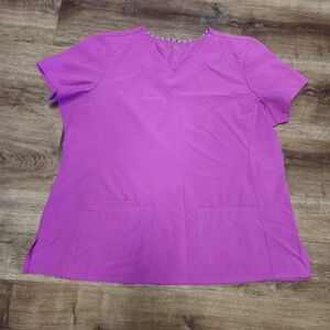 HeartSoul Vivid Pink Short Sleeve Scrub Top 3XL  Stretchy